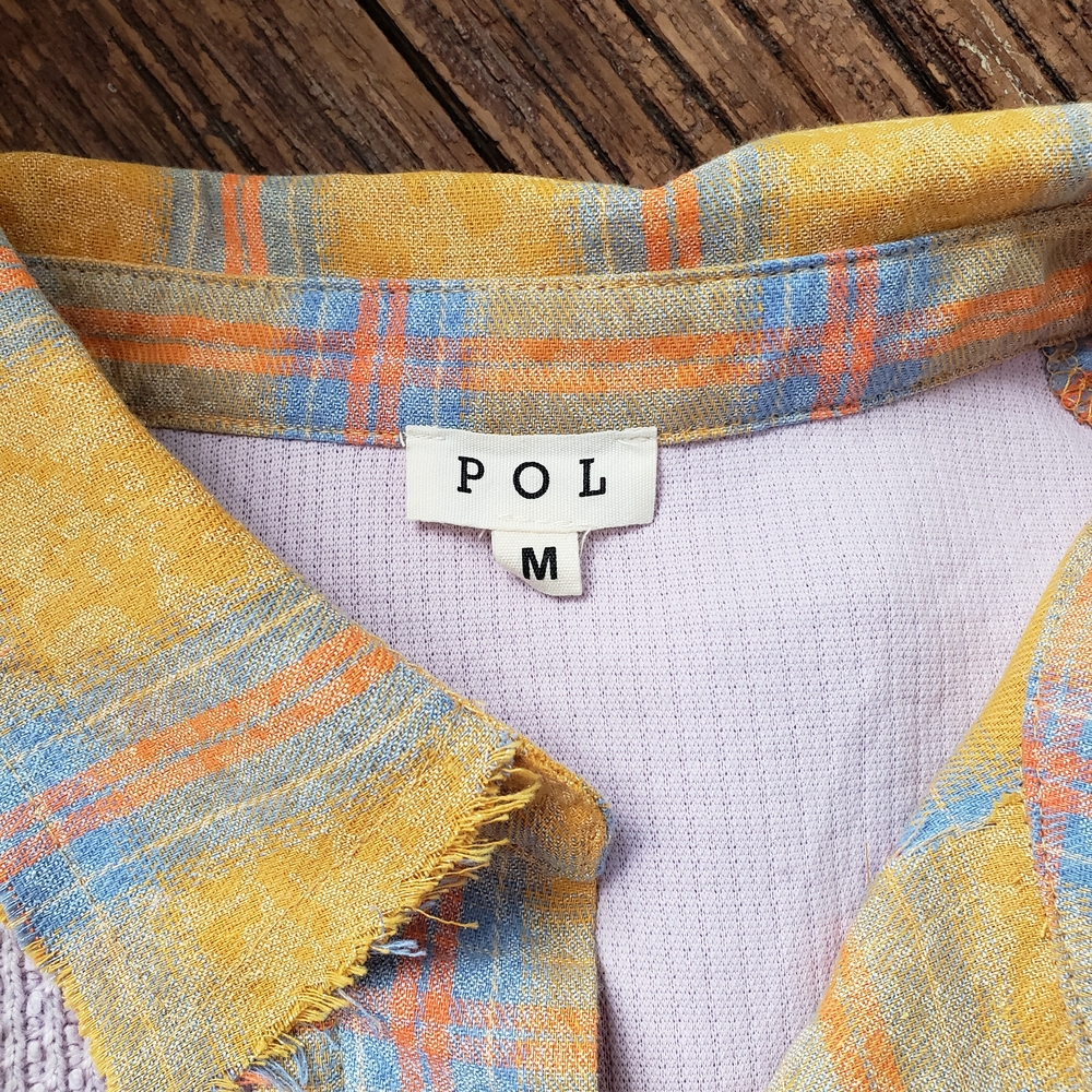 POL Multicolor Patchwork Plaid Shirt Size M - Picture 10 of 11